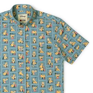 RSVLTS Portraits of a Pup KUNUFLEX Short Sleeve Shirt in Green — front view
