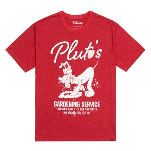 RSVLTS Pluto's Gardening Service Crewneck Tee in Red — front view
