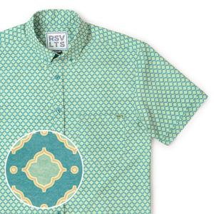 RSVLTS Sweet Tile O' Mine KUNUFLEX Short Sleeve Shirt in Green — front view