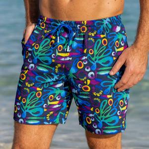 RSVLTS Rad Reef Stretch Seersucker Hybrid Shorts in Multicolor — front view