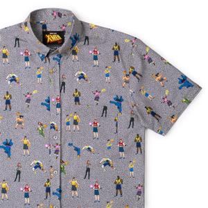 RSVLTS Remember, No Powers! KUNUFLEX Short Sleeve Shirt in Gray — front view