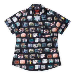 RSVLTS Strange Signals Women's KUNUFLEX Short Sleeve Shirt in Black — front view
