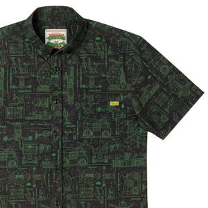 RSVLTS Greenprints KUNUFLEX Short Sleeve Shirt in Black — front view
