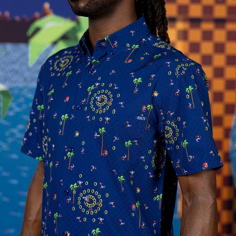 RSVLTS Sonic Interrupted KUNUFLEX Short Sleeve Shirt in Blue — detail 2