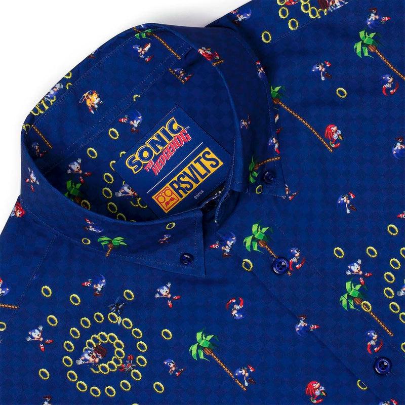RSVLTS Sonic Interrupted KUNUFLEX Short Sleeve Shirt in Blue — detail 3