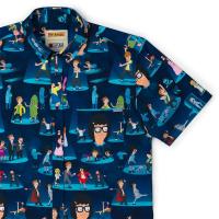 RSVLTS Night of the Living Dance KUNUFLEX Short Sleeve Shirt in Blue — front view