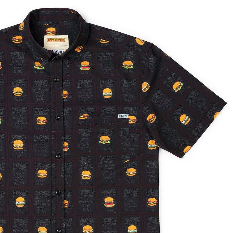 RSVLTS Burgers of the Day KUNUFLEX Short Sleeve Shirt in Black — front view