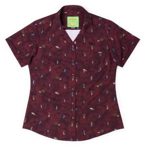 RSVLTS SECRET TUNNELLLLLL Women's KUNUFLEX Short Sleeve Shirt in Red — front view