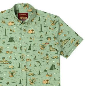 RSVLTS Frodo's Journey KUNUFLEX Short Sleeve Shirt in Green — front view