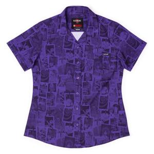 RSVLTS The Curse Women's KUNUFLEX Short Sleeve Shirt in Purple — front view