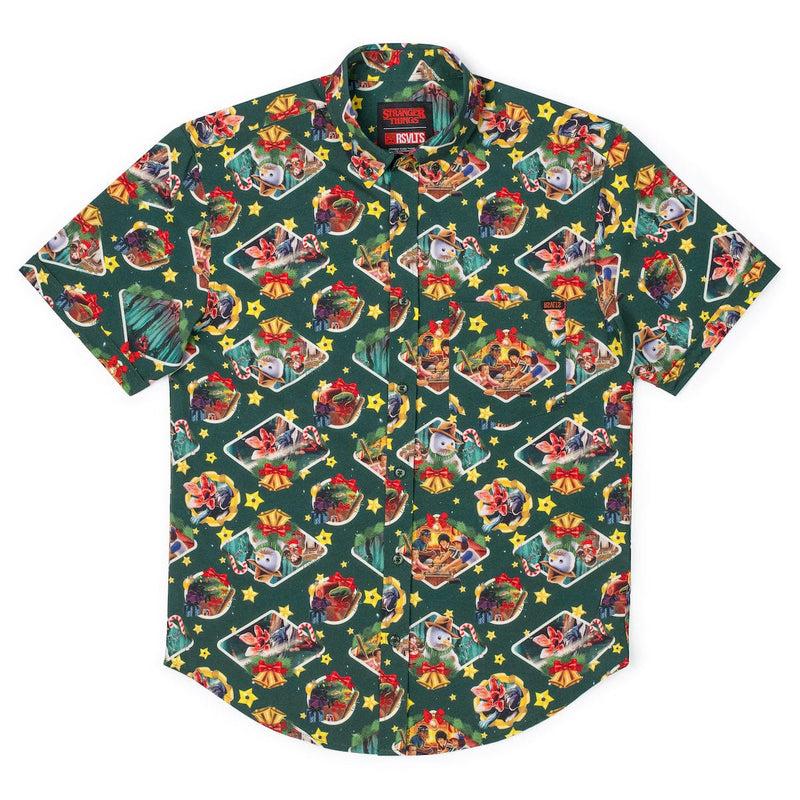RSVLTS Season’s Creepings KUNUFLEX Short Sleeve Shirt in Green — detail 3