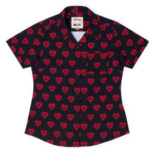 RSVLTS Lovebirds Women's KUNUFLEX Short Sleeve Shirt in Black — front view