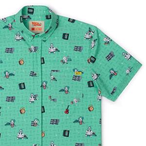 RSVLTS Hill Valley Hijinks KUNUFLEX Short Sleeve Shirt in Green — front view