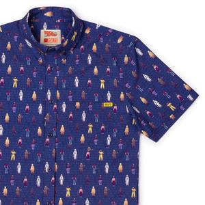 RSVLTS Past. Present. Future. KUNUFLEX Short Sleeve Shirt in Blue — front view