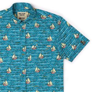 RSVLTS Max's Voyage KUNUFLEX Short Sleeve Shirt in Blue — front view