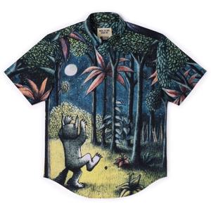 RSVLTS Howl at the Moon KUNUFLEX Short Sleeve Shirt in Black — front view