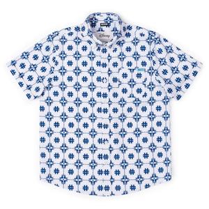 RSVLTS Isle Tile Mickeys Youth KUNUFLEX Short Sleeve Shirt in Blue — front view
