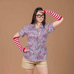 RSVLTS There's Waldo! Women's KUNUFLEX Short Sleeve Shirt in Multicolor — front view