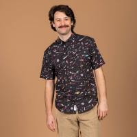 RSVLTS Waldo in Space KUNUFLEX Short Sleeve Shirt in Black — detail 2