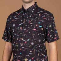 RSVLTS Waldo in Space KUNUFLEX Short Sleeve Shirt in Black — detail 4