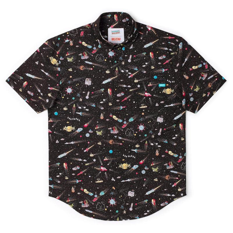 RSVLTS Waldo in Space KUNUFLEX Short Sleeve Shirt in Black — detail 5