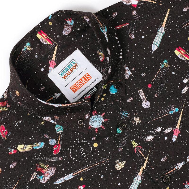 RSVLTS Waldo in Space KUNUFLEX Short Sleeve Shirt in Black — detail 6
