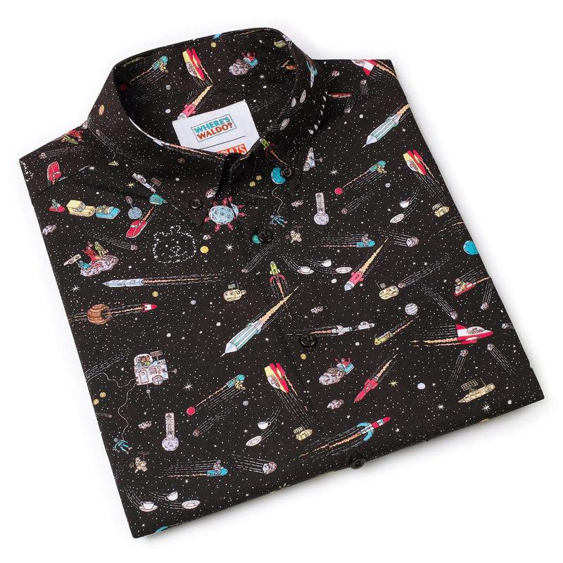 RSVLTS Waldo in Space KUNUFLEX Short Sleeve Shirt in Black — detail 8