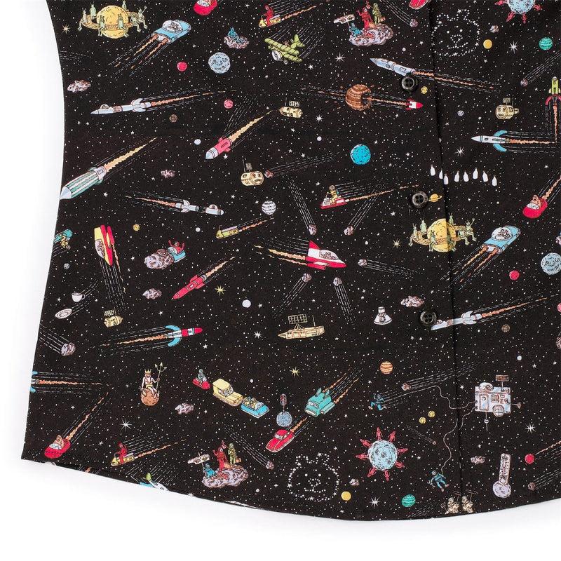 RSVLTS Waldo in Space Women's KUNUFLEX Short Sleeve Shirt in Black — detail 7
