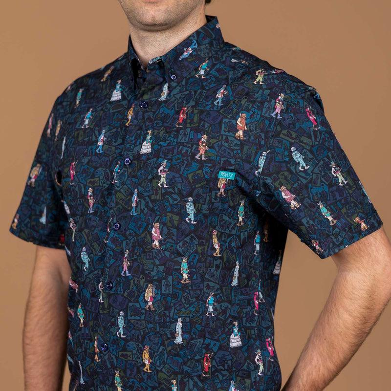 RSVLTS When's Waldo? KUNUFLEX Short Sleeve Shirt in Blue — detail 4