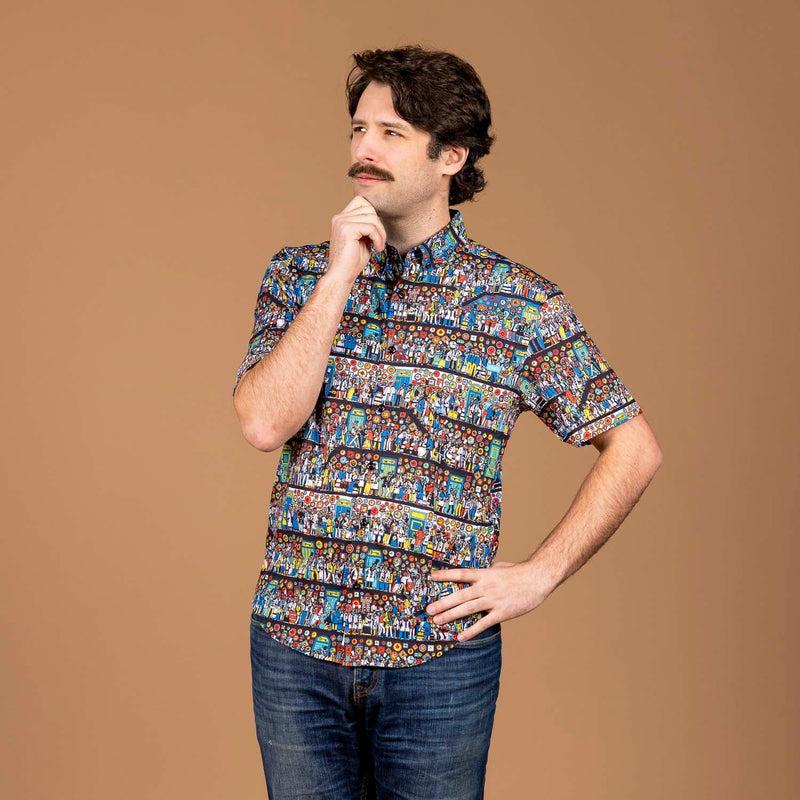 RSVLTS The Corridors of Time KUNUFLEX Short Sleeve Shirt in Multicolor — detail 2
