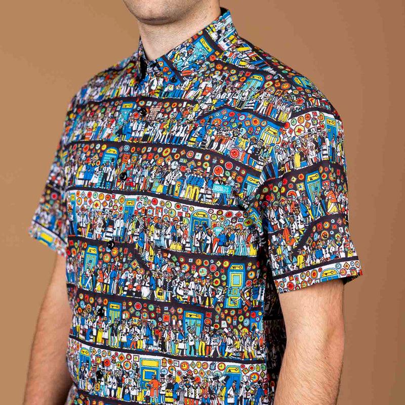 RSVLTS The Corridors of Time KUNUFLEX Short Sleeve Shirt in Multicolor — detail 4