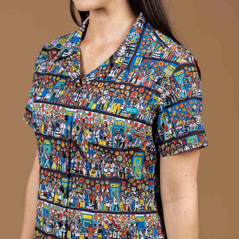 RSVLTS The Corridors of Time Women's KUNUFLEX Short Sleeve Shirt in Multicolor — detail 3