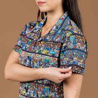 RSVLTS The Corridors of Time Women's KUNUFLEX Short Sleeve Shirt in Multicolor — detail 5