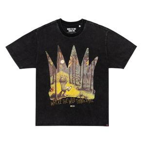 RSVLTS Howl at the Moon Vintage Crewneck Tee in Black — front view