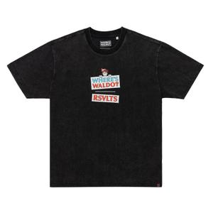 RSVLTS The Man in Question Vintage Crewneck Tee in Black — front view