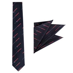 RSVLTS Renegade Blades Tie & Pocket Square in Black — front view