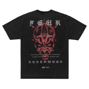RSVLTS Fear Vintage Crewneck Tee in Black — front view