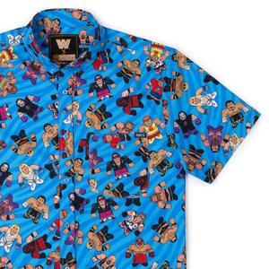RSVLTS Big Shots Legends KUNUFLEX Short Sleeve Shirt in Blue — front view