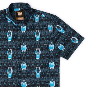 RSVLTS YEET! KUNUFLEX Short Sleeve Shirt in Blue — front view