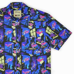 RSVLTS The Duck Night KUNUFLEX Short Sleeve Shirt in Blue — front view