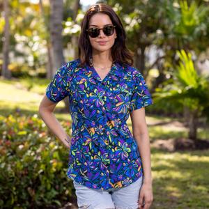 RSVLTS Ultraviolet Women's KUNUFLEX Short Sleeve Shirt in Purple — front view