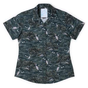 RSVLTS Born On the Bayou Women's KUNUFLEX Short Sleeve Shirt in Green — front view