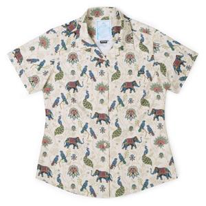 RSVLTS The Spirit of India Women's KUNUFLEX Short Sleeve Shirt in Neutral — front view