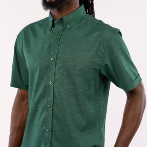 RSVLTS Evergreen KUNUFLEX Short Sleeve Shirt in Green — front view