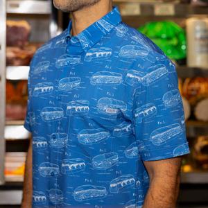RSVLTS Sub Schematics KUNUFLEX Short Sleeve Shirt in Blue — front view