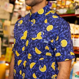 RSVLTS Nonna's Kitchen KUNUFLEX Short Sleeve Shirt in Blue — front view