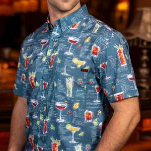 RSVLTS Bar Necessities KUNUFLEX Short Sleeve Shirt in Blue — front view