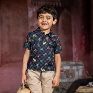RSVLTS Holochess Preschool All-Day Polo in Black — front view