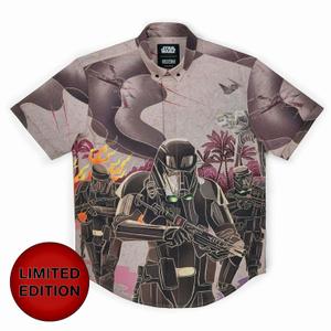 RSVLTS Death on the Dunes KUNUFLEX Short Sleeve Shirt in Gray — front view