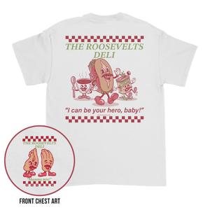 RSVLTS I Can Be Your Hero, Baby! Crewneck Tee in White — front view